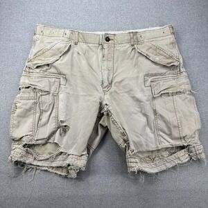 Vintage Polo Ralph Lauren Military Cargo Shorts Mens 42 Khaki Thrashed Y2K